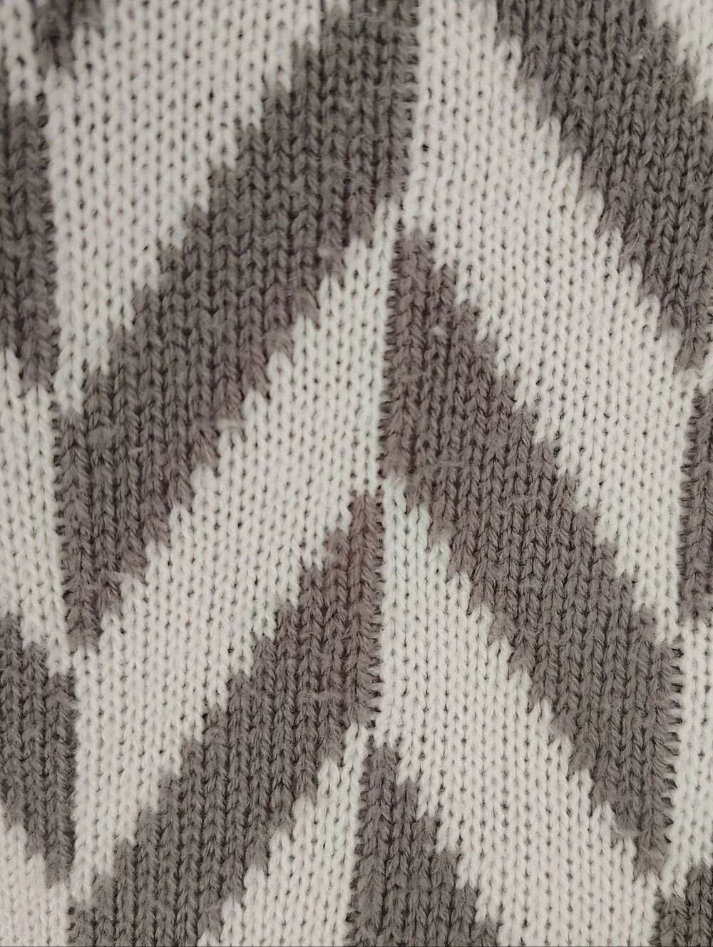 Chevron Knit Throw Blanket in Gray and White
